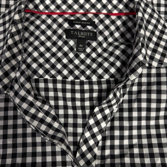 Talbots Black and White Checkered Women's Top - Picture 3 of 3